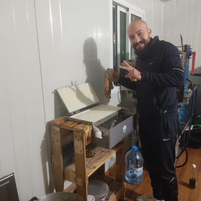 Getting the new wax press set up for use!